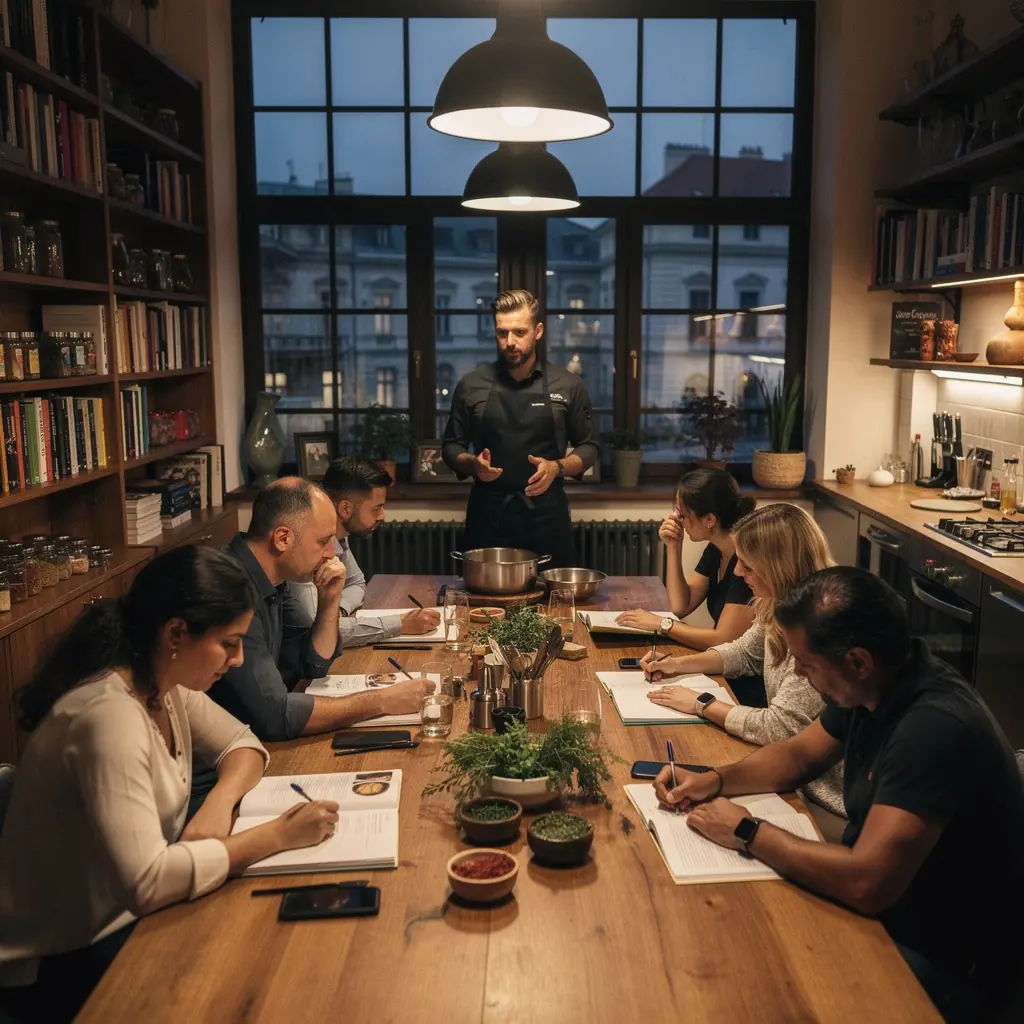 Ein aufmerksamer Koch, der frische Zutaten für ein persönliches Abendessen auswählt.