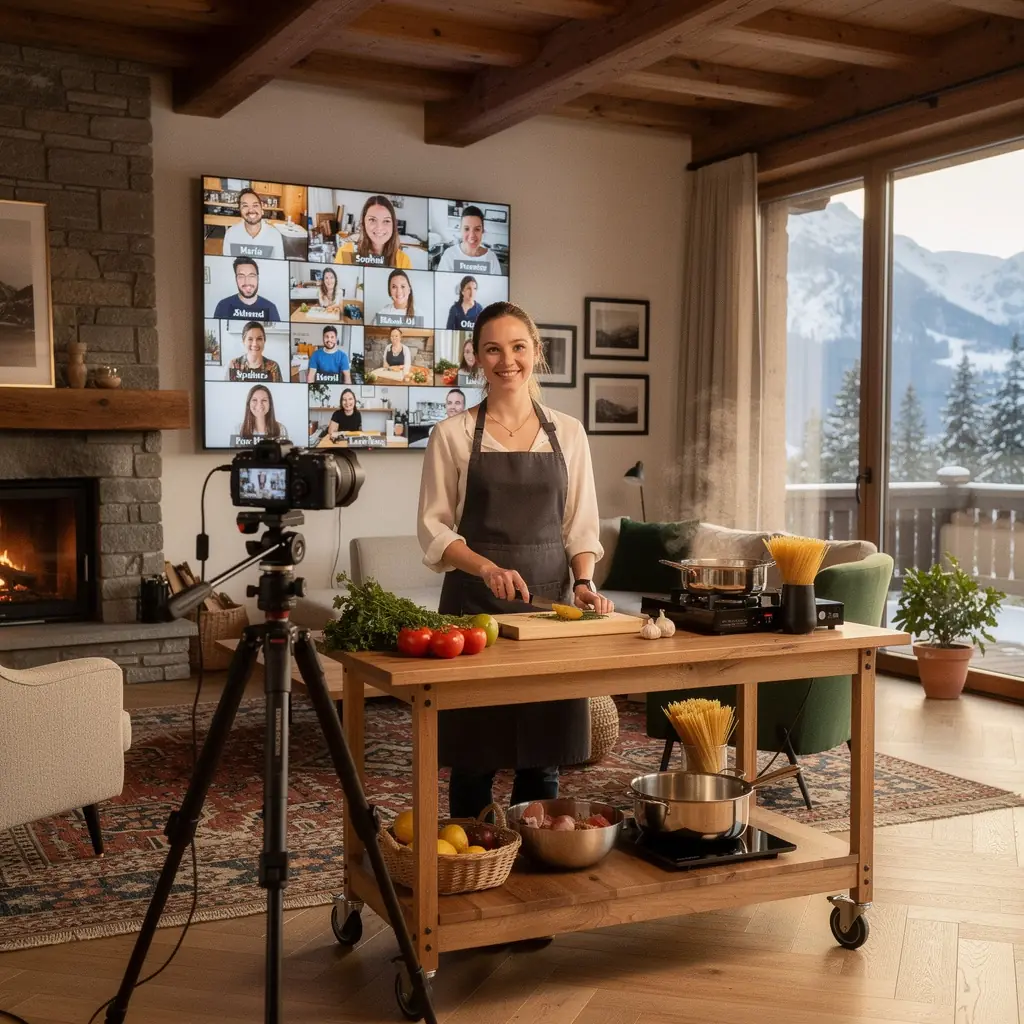 Ein professioneller Koch, der in einer modernen Küche an einem maßgeschneiderten Menü arbeitet.