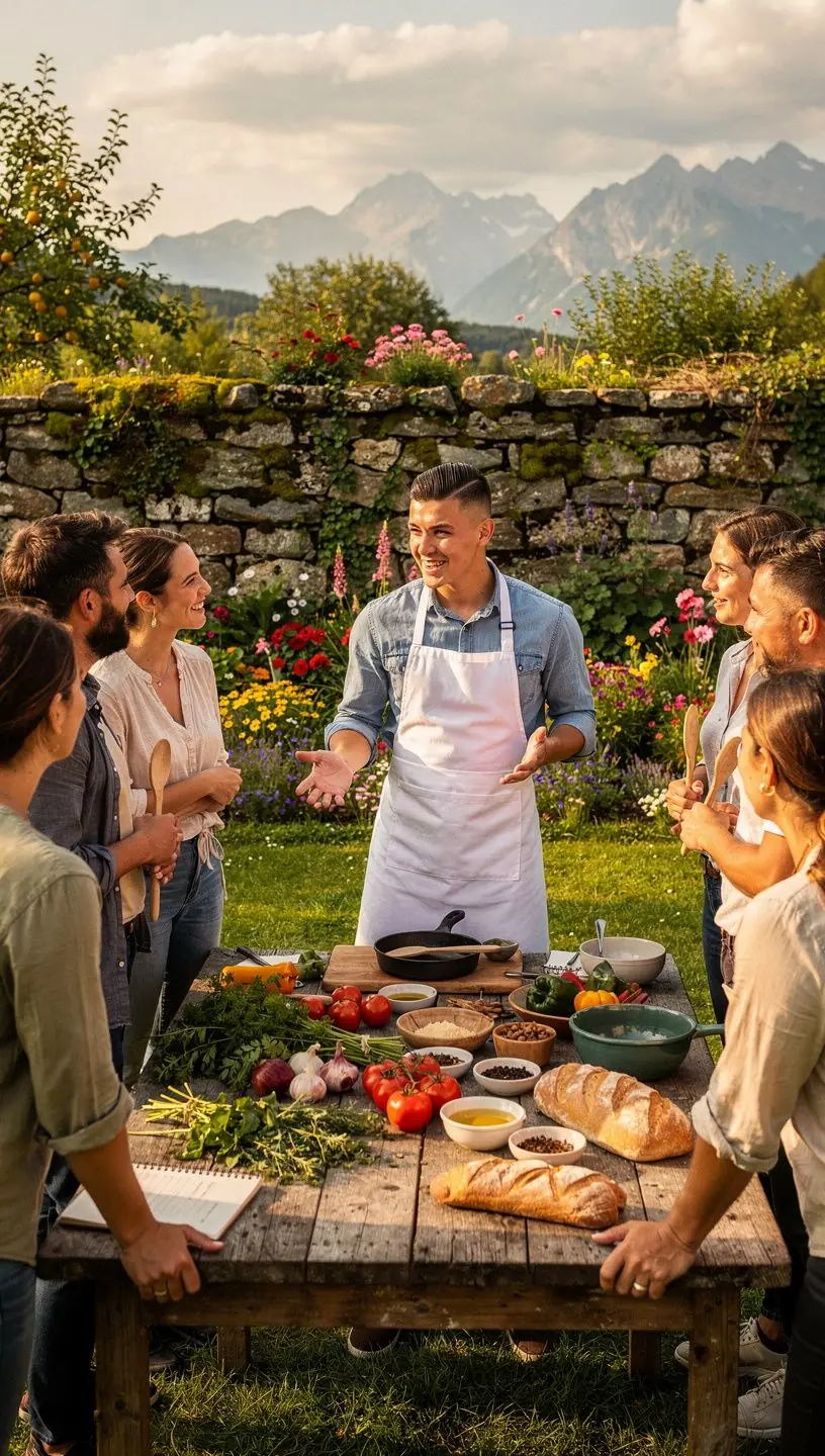 Ein Koch, der frische Zutaten auf einem Schneidebrett vorbereitet, um ein individuelles Menü zu kreieren.