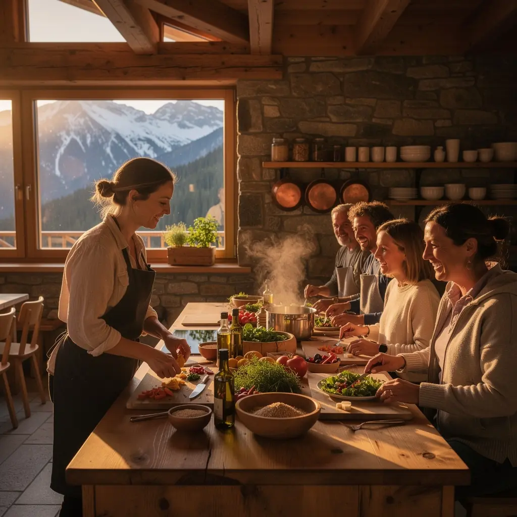 Ein gedeckter Tisch mit kunstvoll angerichteten Gerichten für ein privates Essen.