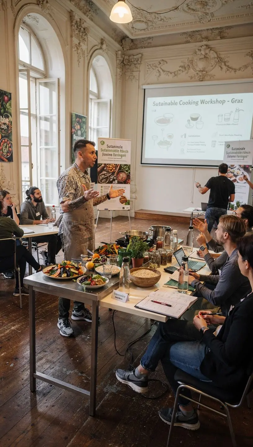 Ein Teilnehmer des Kochkurses plant ein individuelles MenГј mit frischen Zutaten.