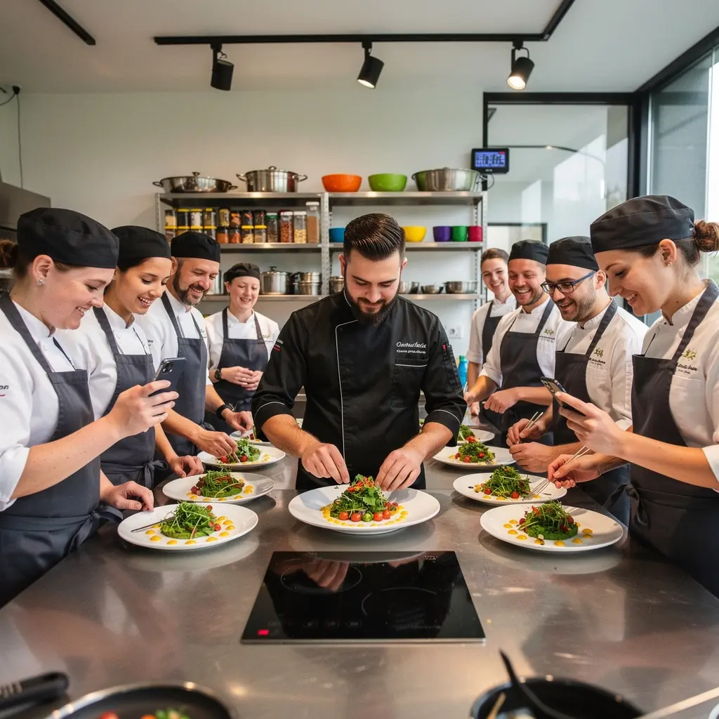 Ein stilvoll angerichteter Teller mit einem exklusiven Gericht aus dem Kurs.
