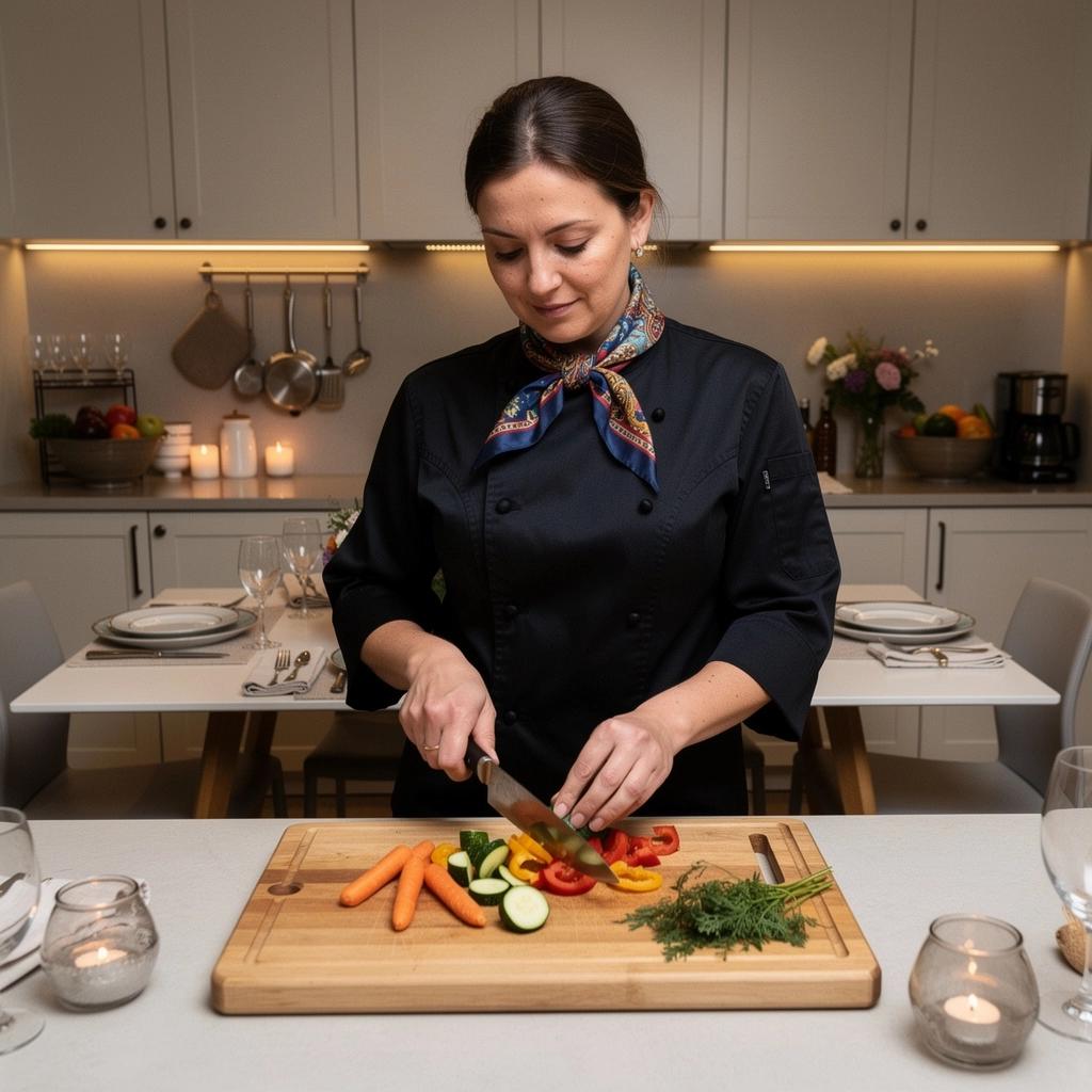 Ein Koch demonstriert die Zubereitung eines Gourmetgerichts vor den Teilnehmern.